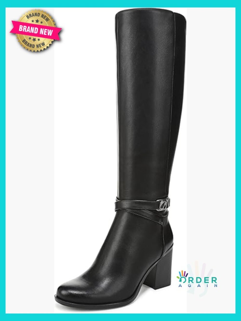 Wide Calf Knee High Boot Block Heel Side Zip Chunky Heel Fall Winter Boots